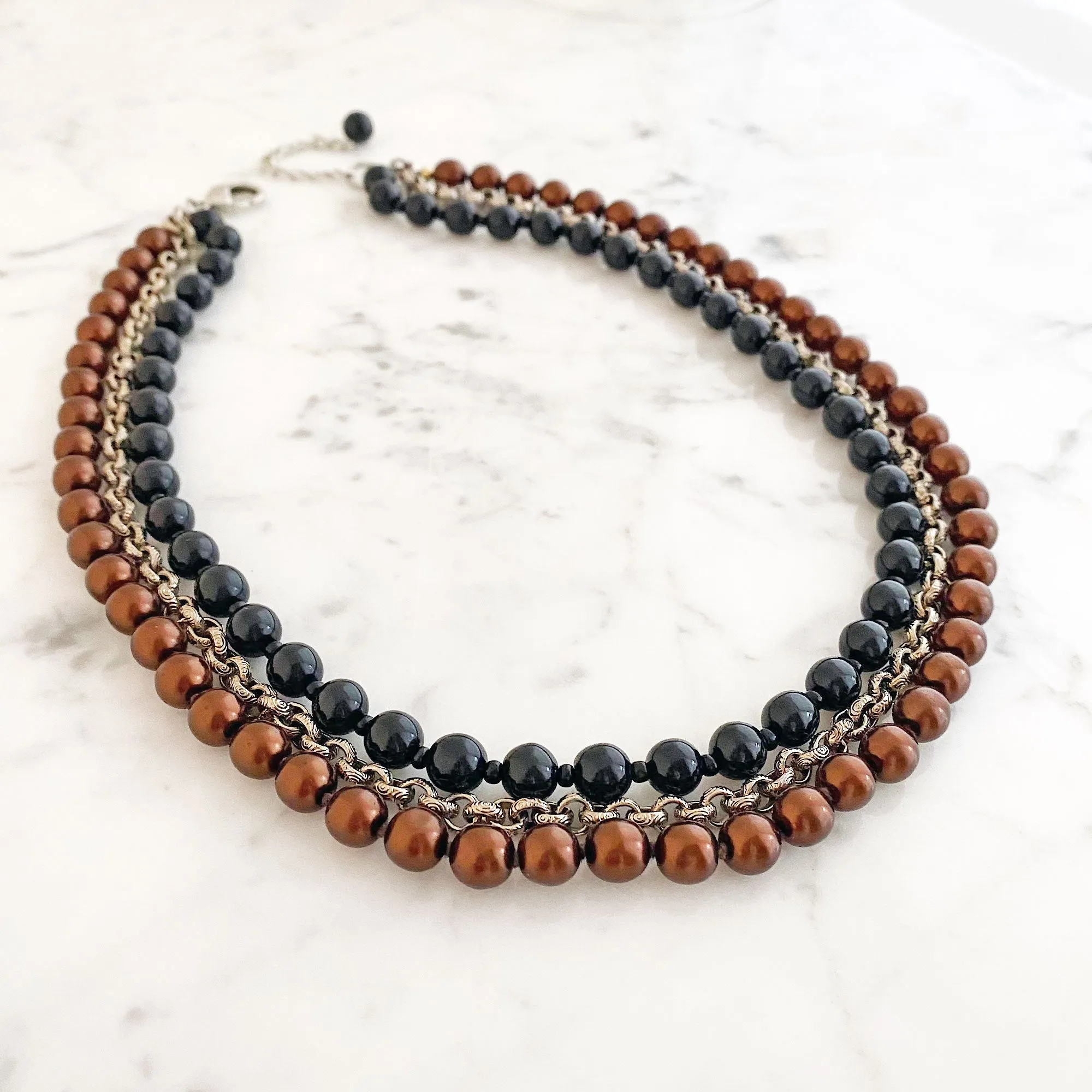 SAUNDRA black and copper pearl necklace