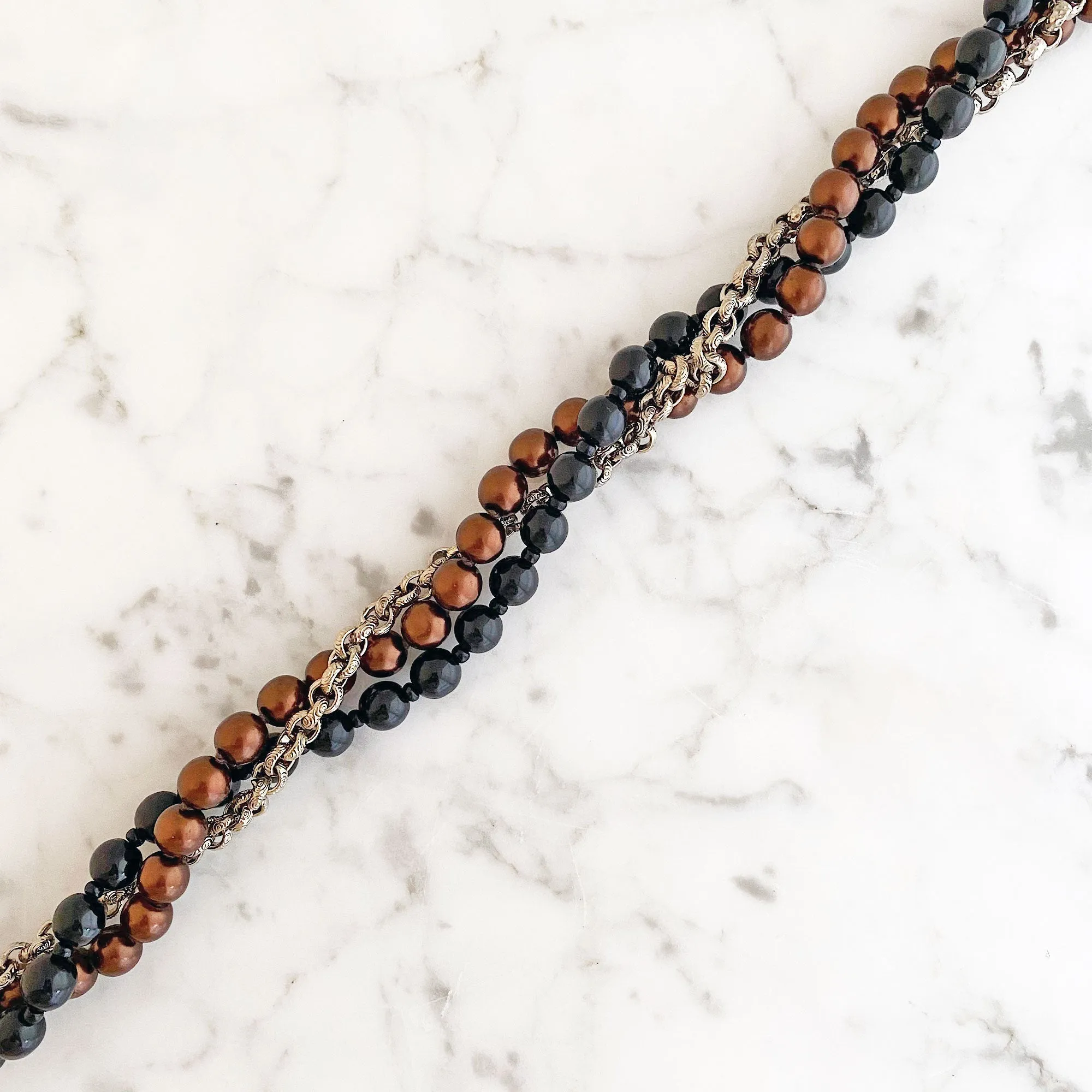 SAUNDRA black and copper pearl necklace