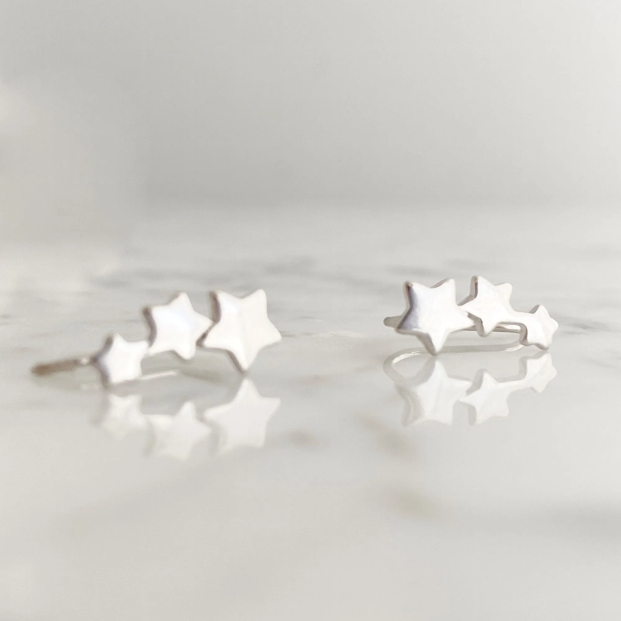 SEKAYA sterling silver star crawlers or earrings