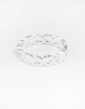 Silver Alternating Heart Ring