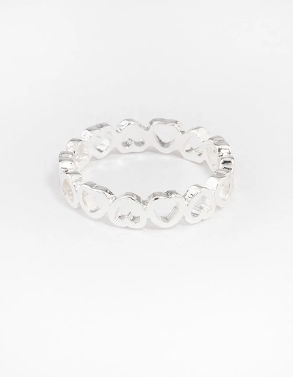 Silver Alternating Heart Ring