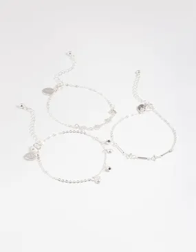 Silver Star & Pearl Droplet Bracelet Pack