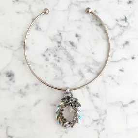 SINGLETON crystal pendant collar necklace