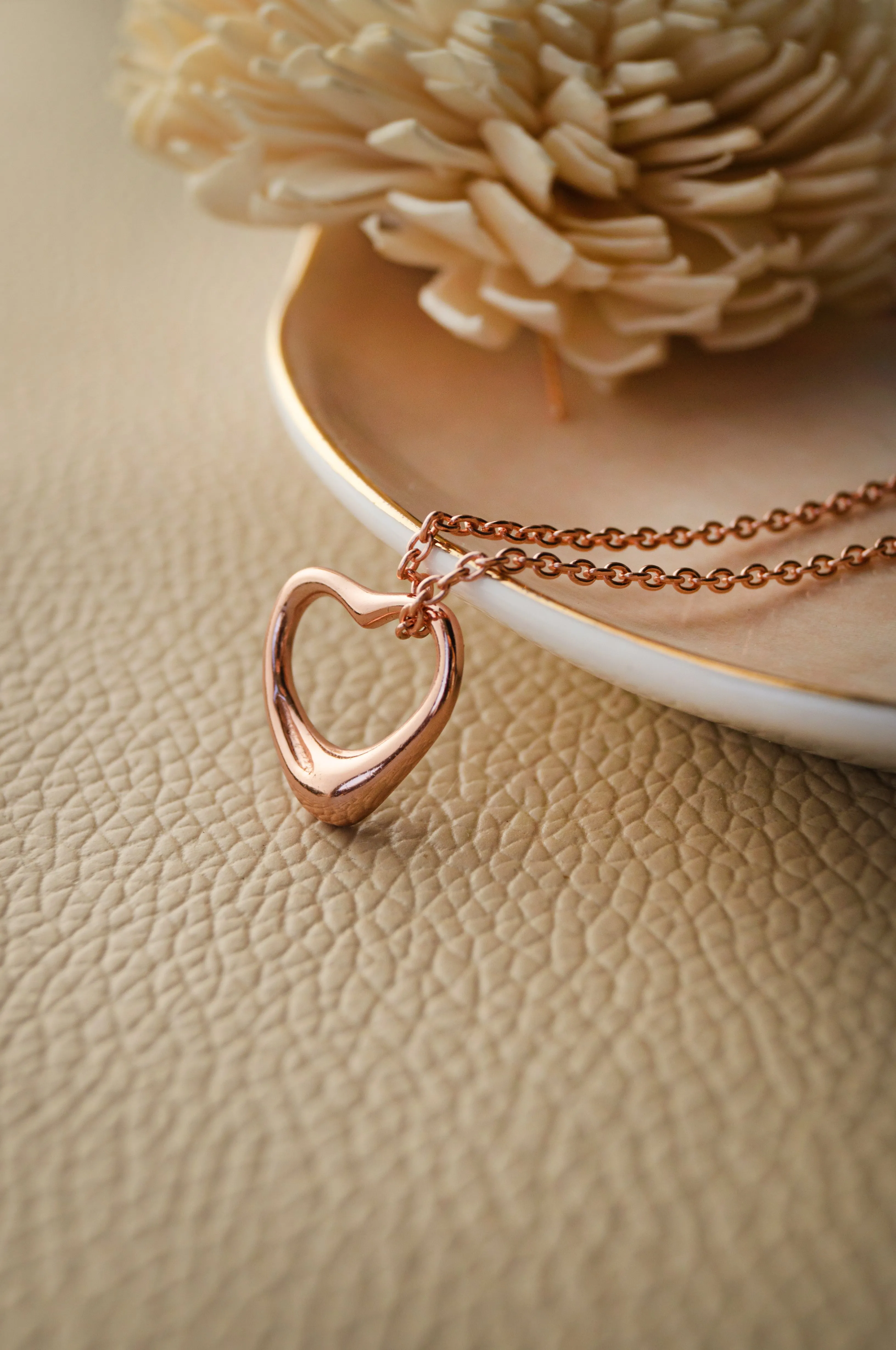 Slip On Heart Gold Plated Sterling Silver Pendant Chain Necklace