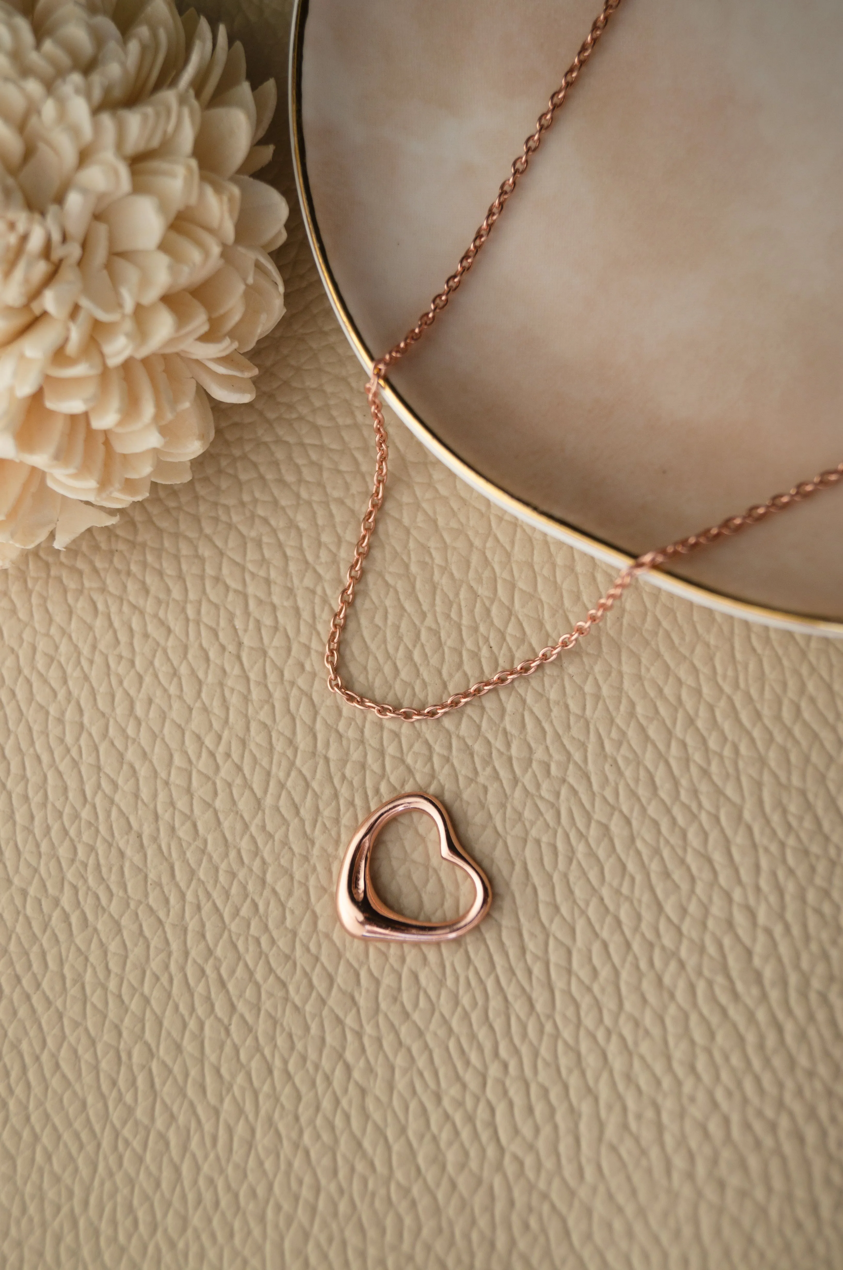 Slip On Heart Gold Plated Sterling Silver Pendant Chain Necklace