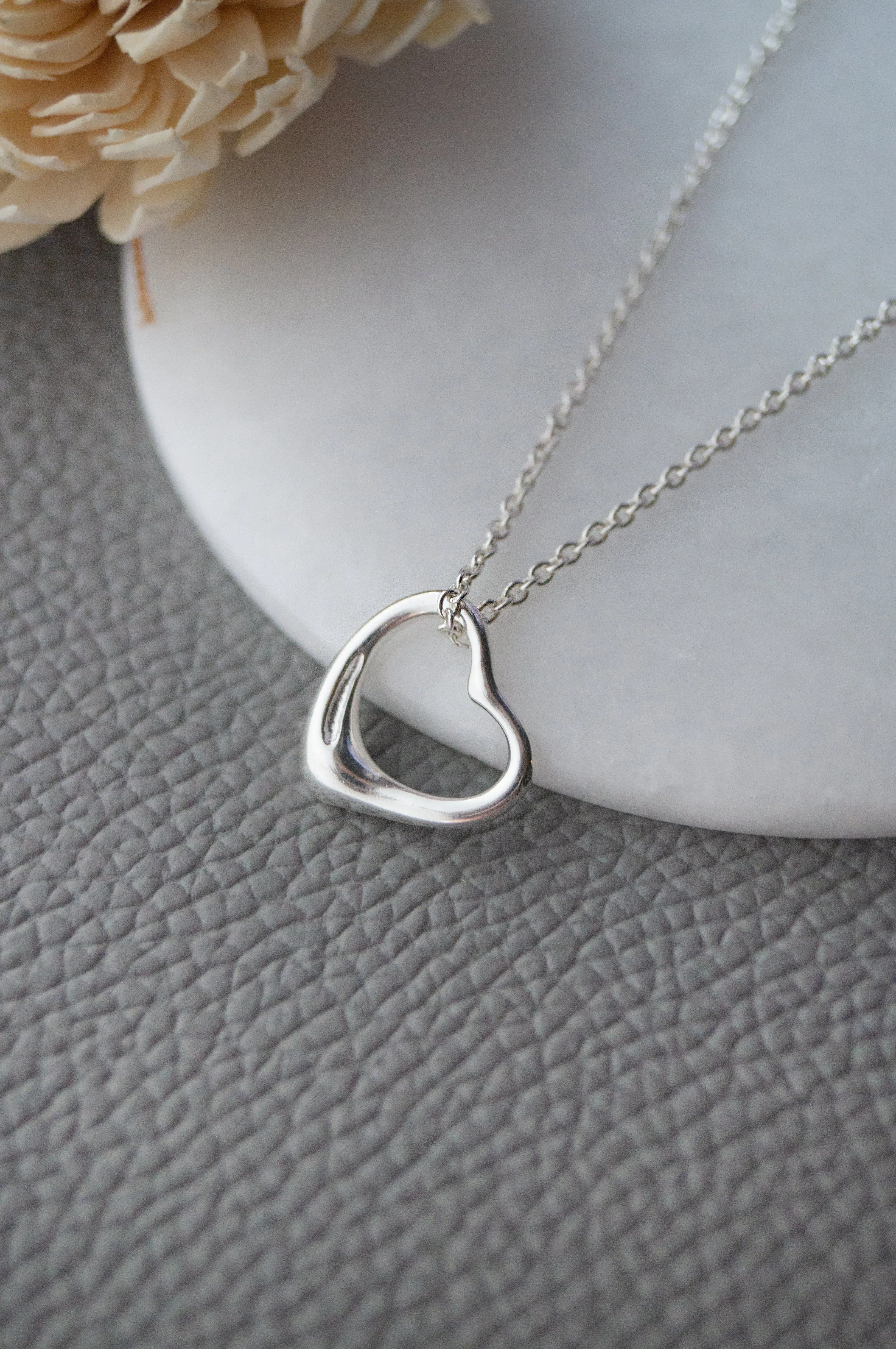 Slip On Heart Gold Plated Sterling Silver Pendant Chain Necklace