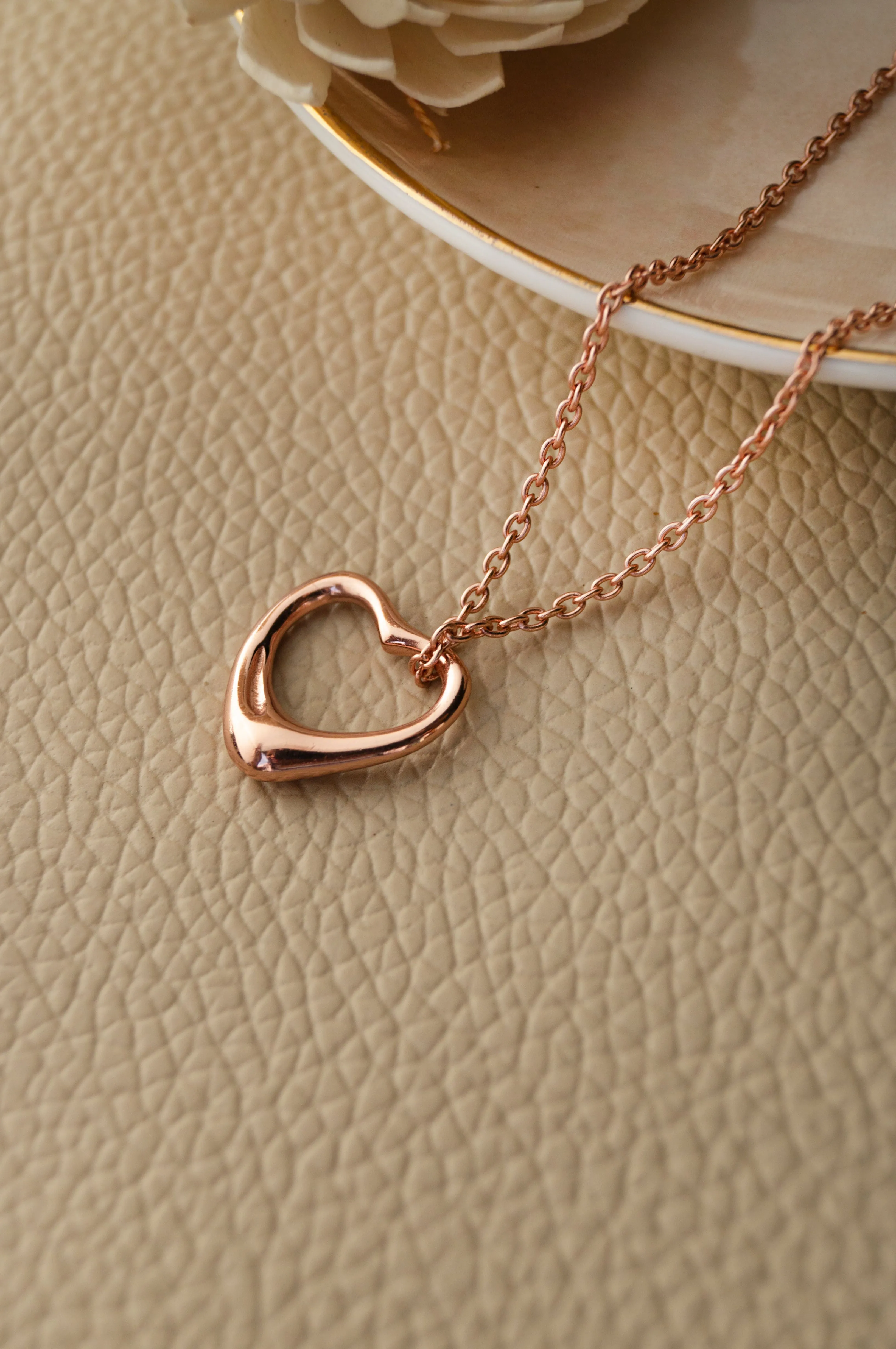 Slip On Heart Gold Plated Sterling Silver Pendant Chain Necklace