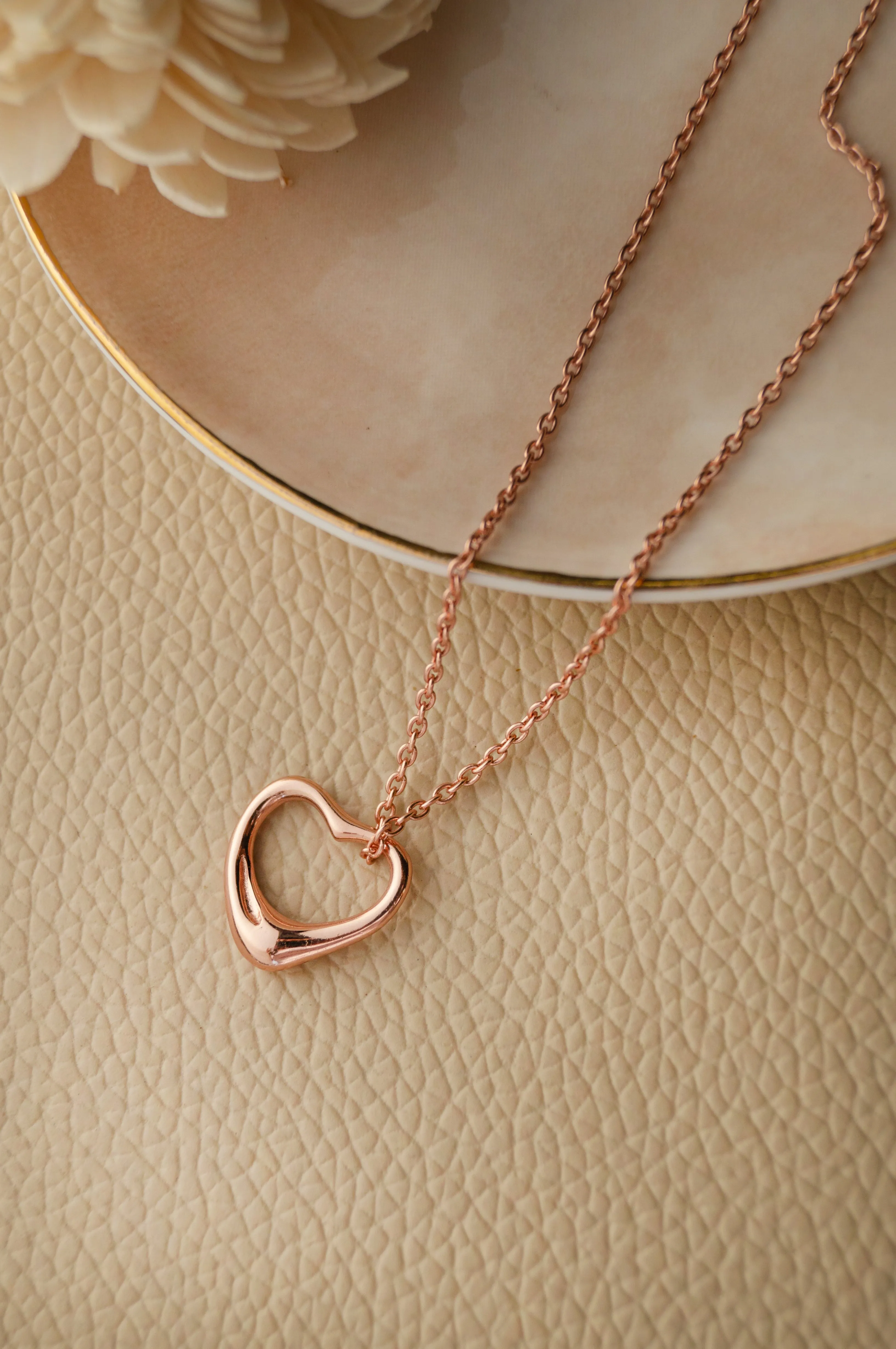 Slip On Heart Gold Plated Sterling Silver Pendant Chain Necklace