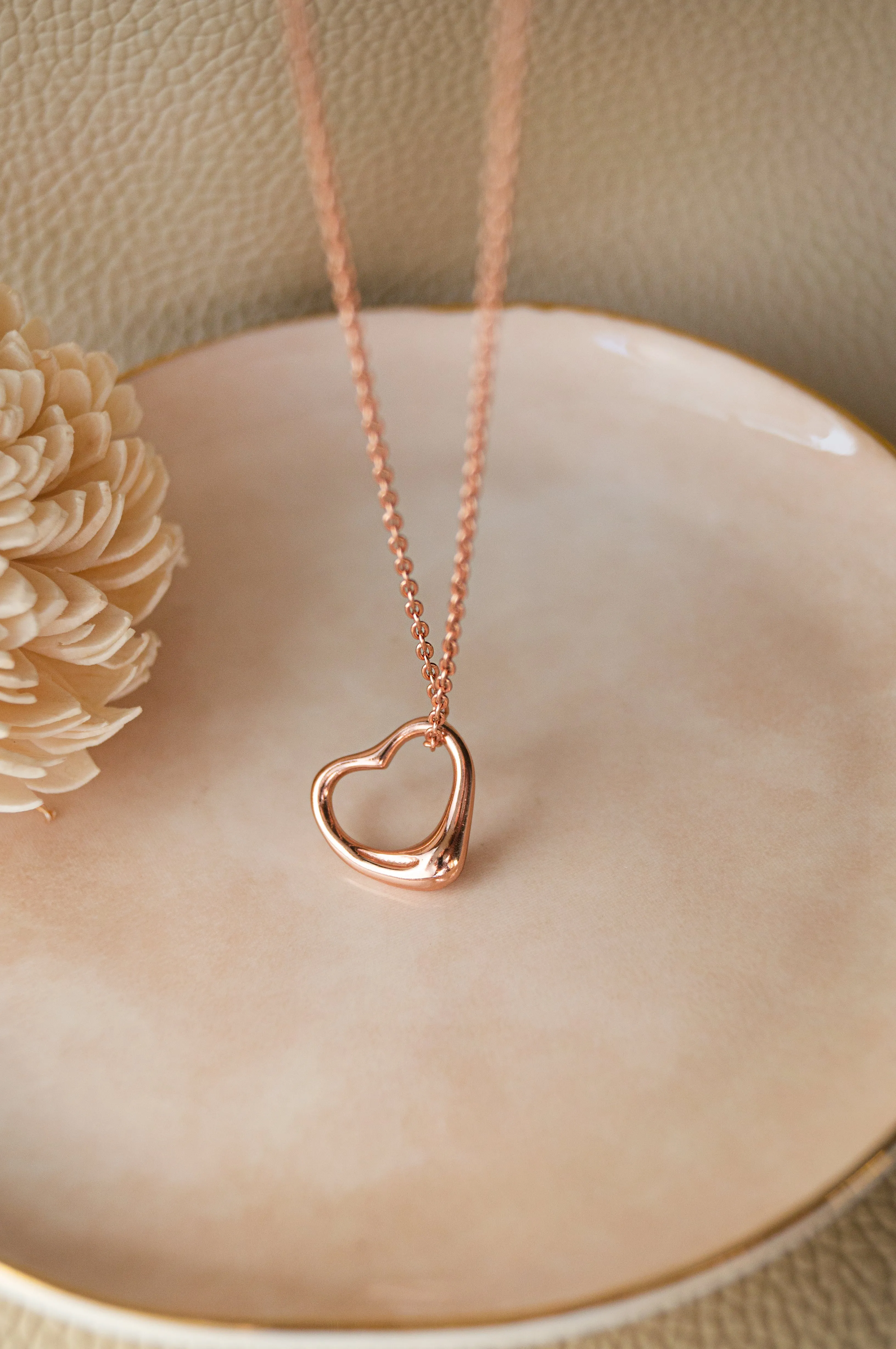 Slip On Heart Gold Plated Sterling Silver Pendant Chain Necklace