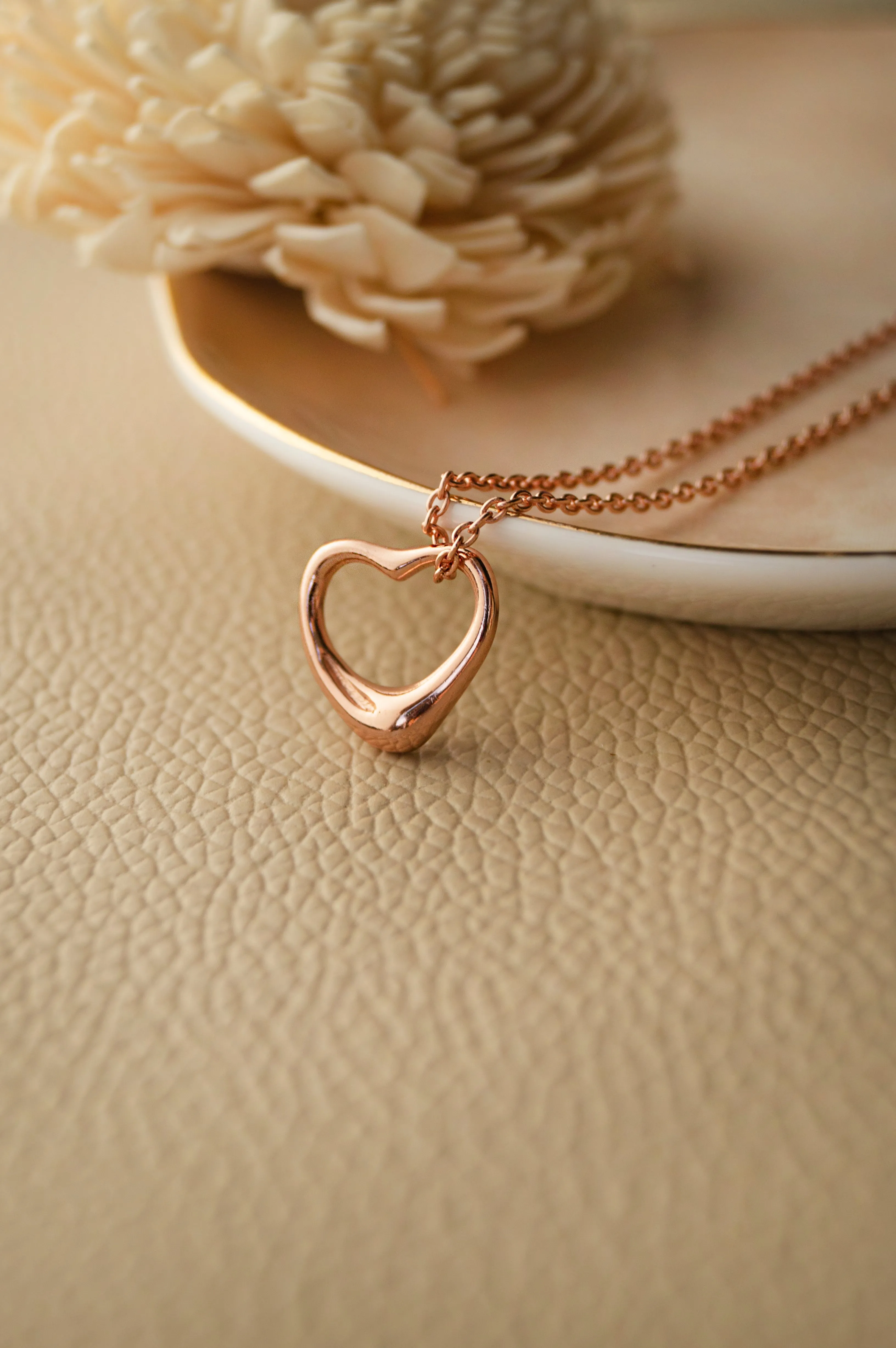 Slip On Heart Gold Plated Sterling Silver Pendant Chain Necklace