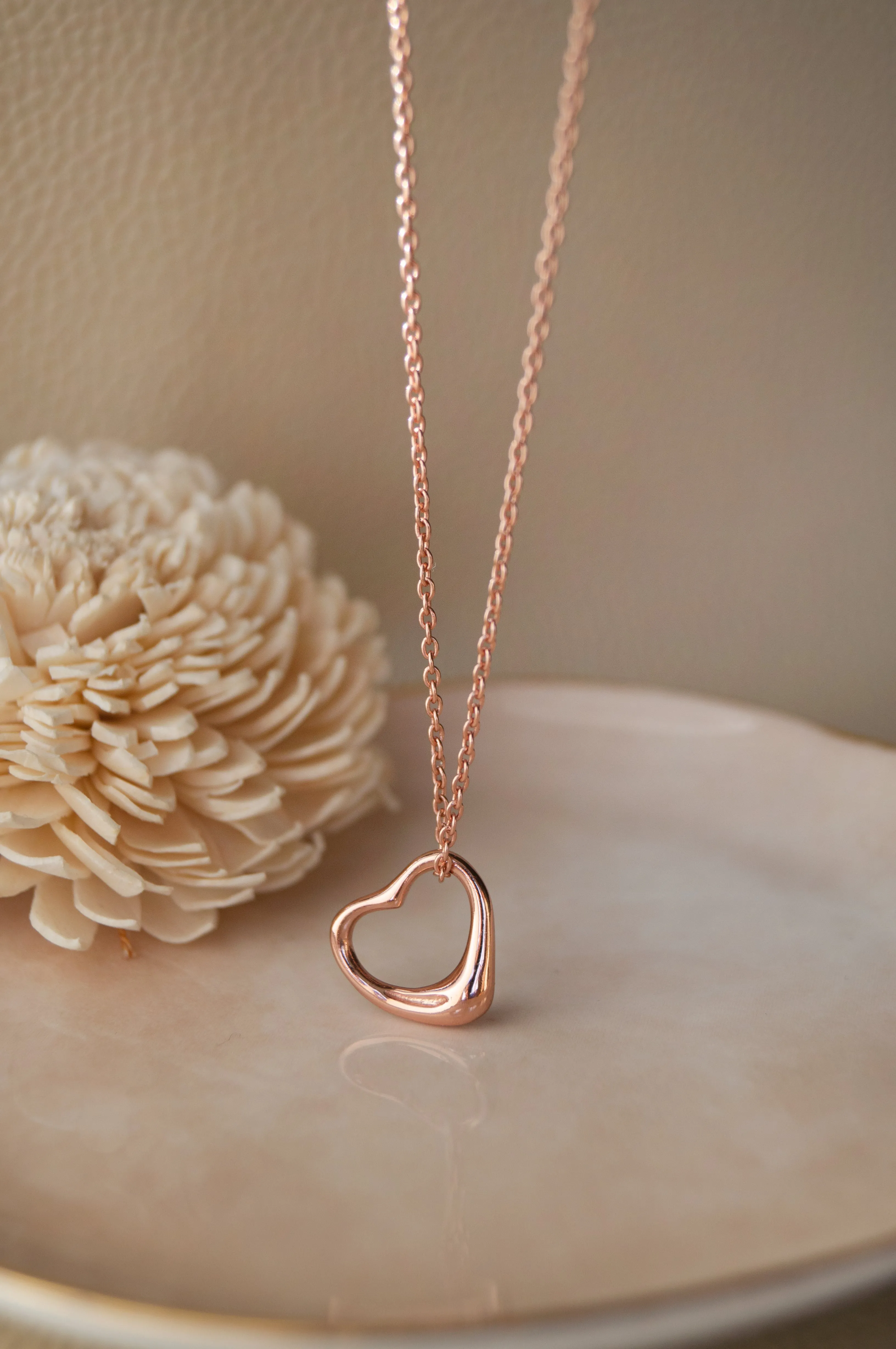 Slip On Heart Gold Plated Sterling Silver Pendant Chain Necklace