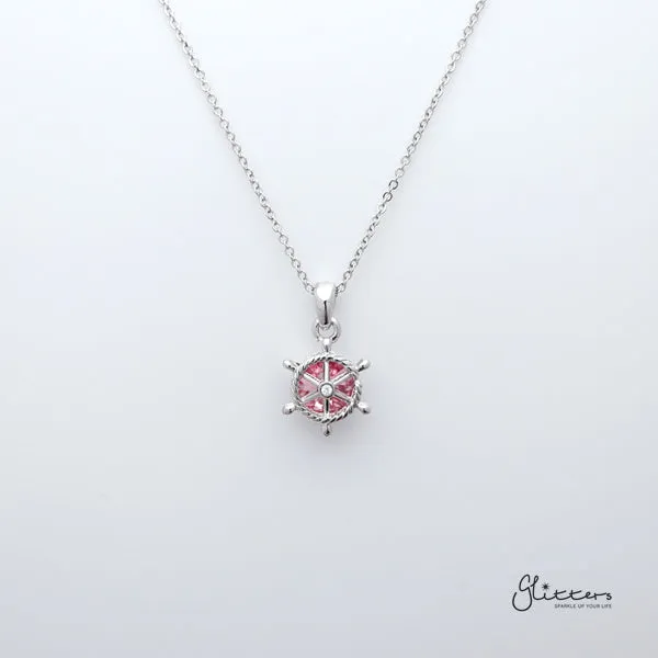 Sparkling Circle Crystal with Helm Pendant Necklace