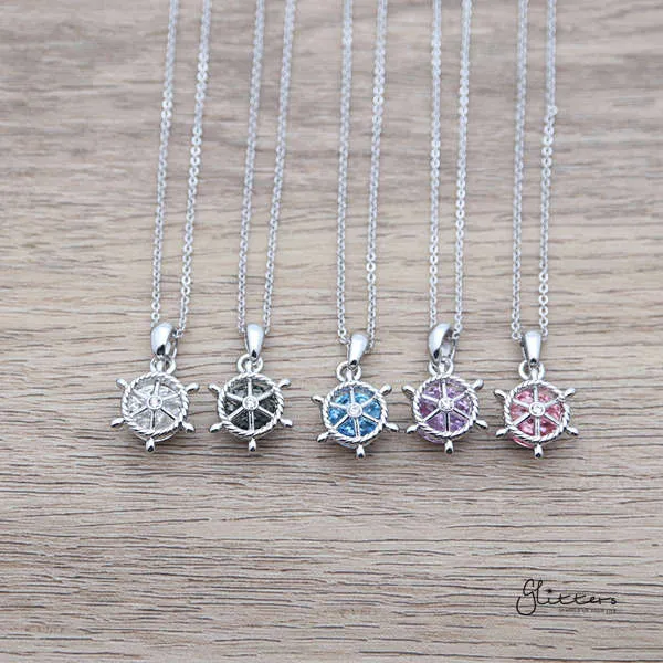 Sparkling Circle Crystal with Helm Pendant Necklace