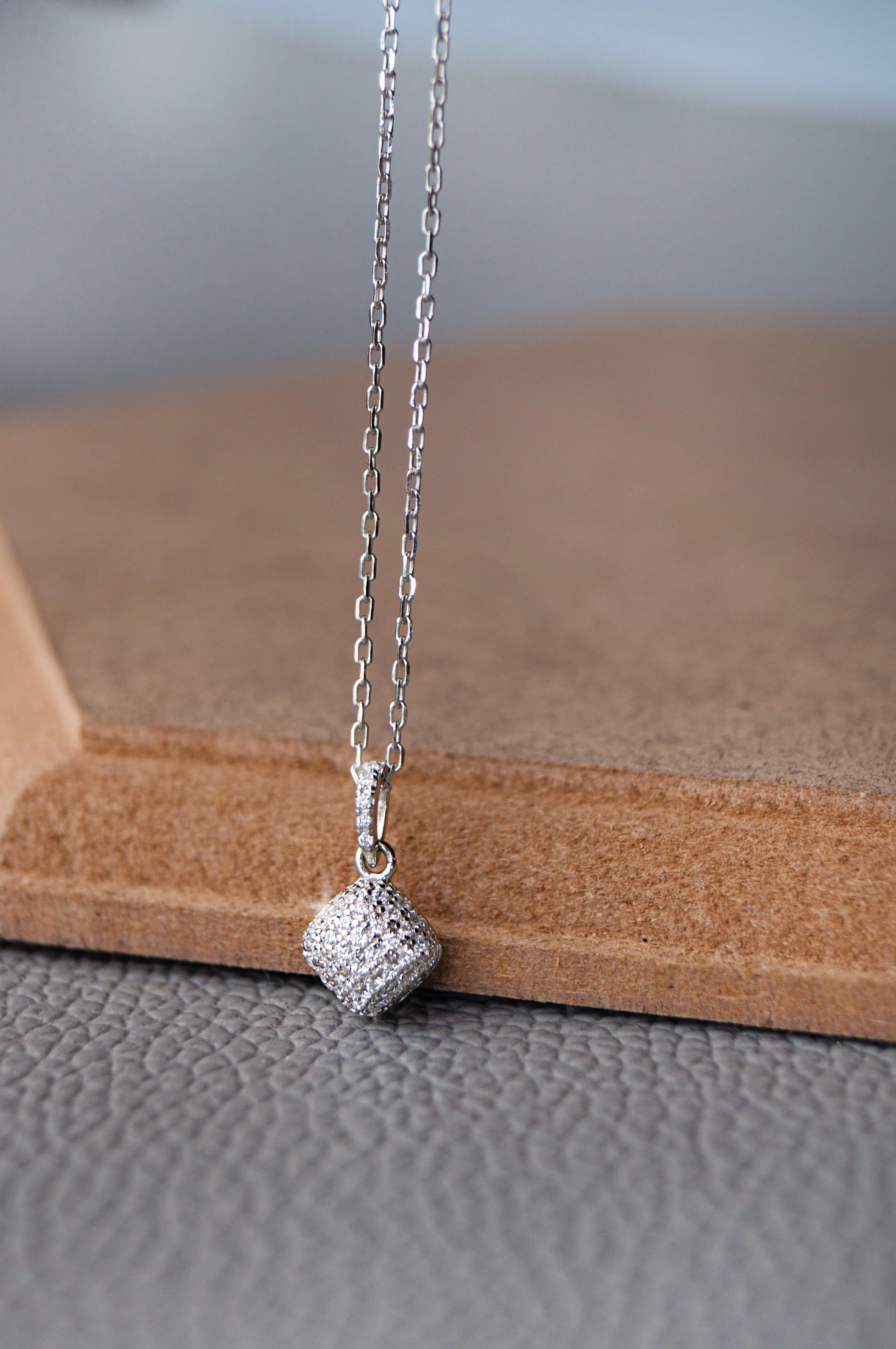 Sparkling Dust Rose Gold Plated Sterling Silver Pendant With Chain