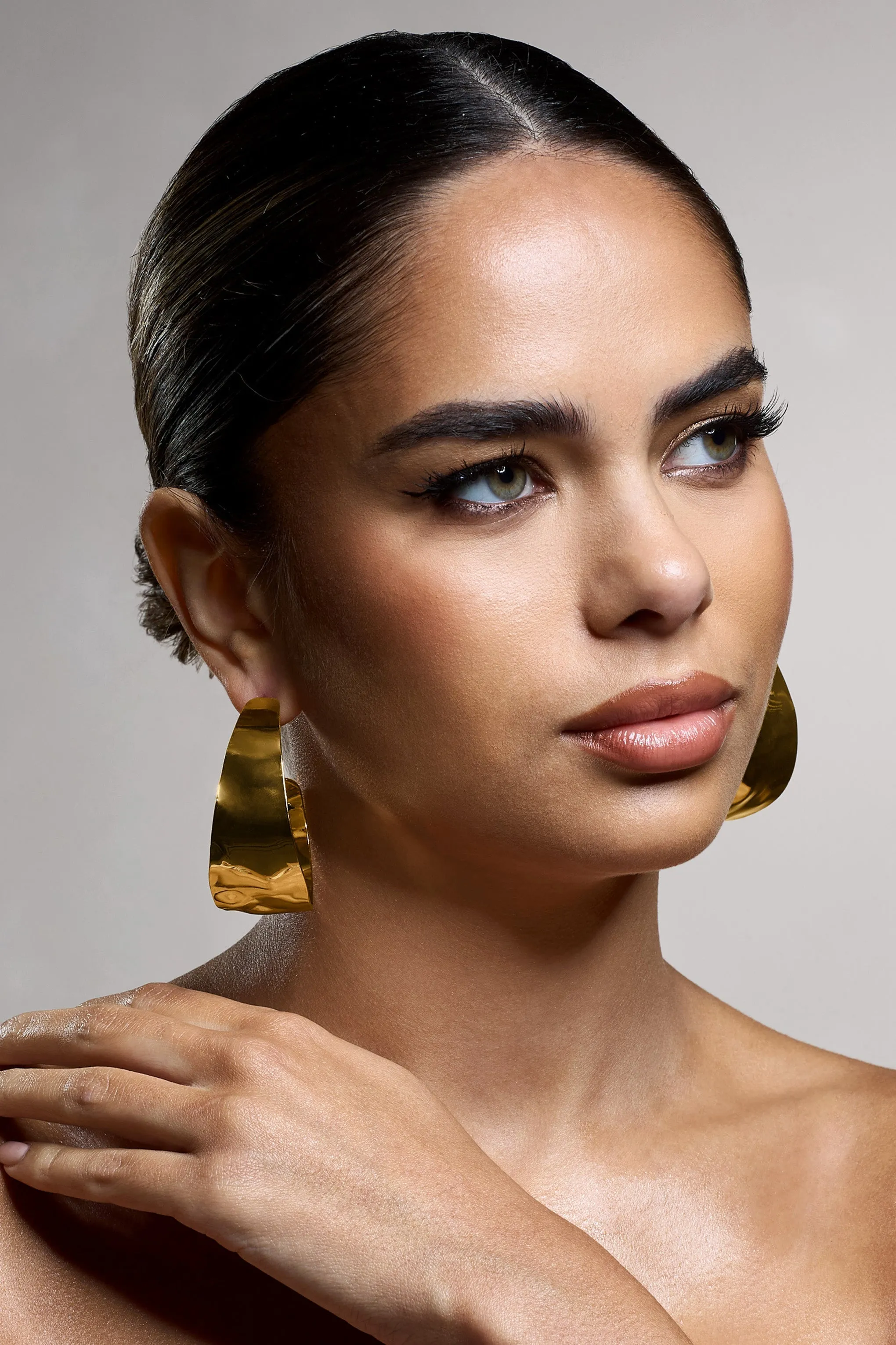 Splendor | Gold Textured Chunky Hoop Earrings