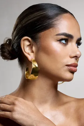 Splendor | Gold Textured Chunky Hoop Earrings