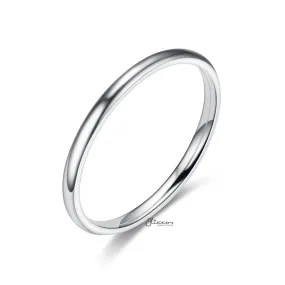 Stainless Steel 2mm Wide Glossy Mirror Polished Plain Band Ring