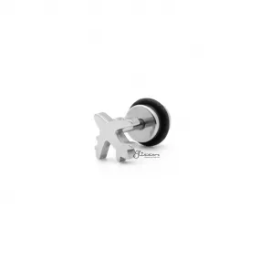 Stainless Steel Airplane Fake Plug Earring - Silver