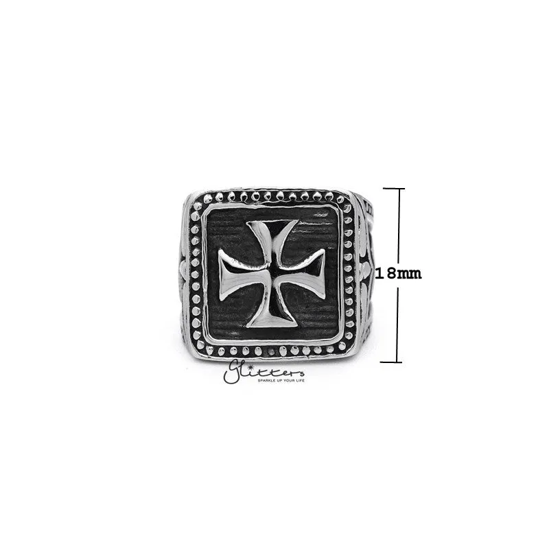 Stainless Steel Antiqued Square Cross Casting Men's Rings