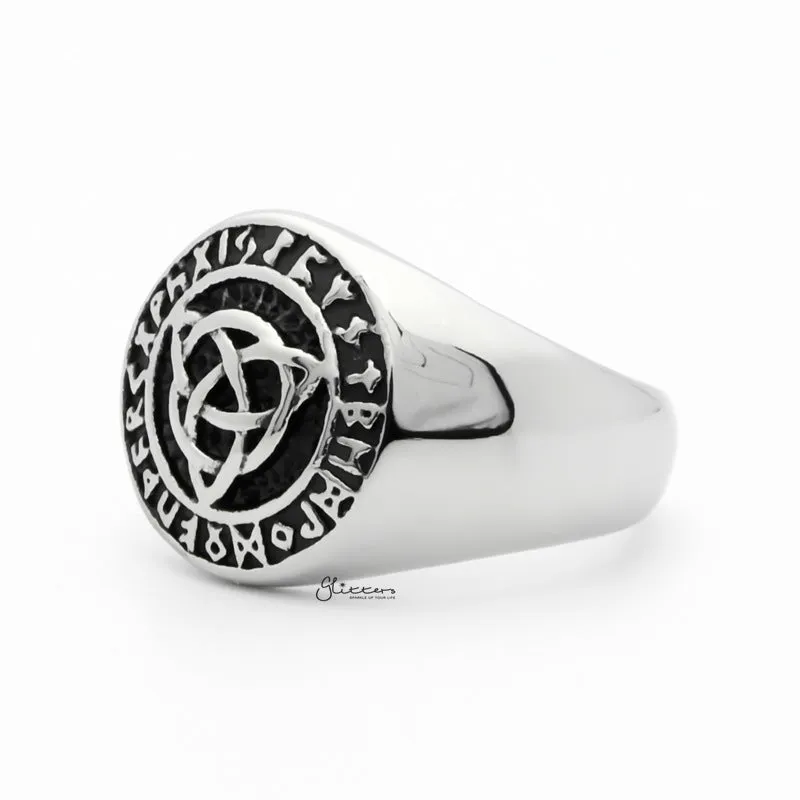 Stainless Steel Celtic Trinity Knot Rune Signet Ring