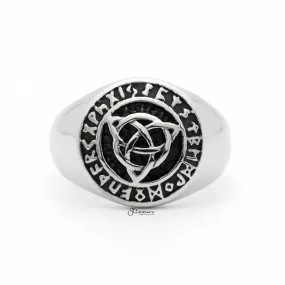 Stainless Steel Celtic Trinity Knot Rune Signet Ring