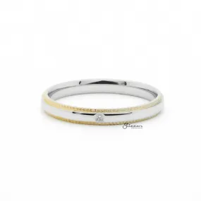 Stainless Steel CZ Inlay Band Ring - Gold