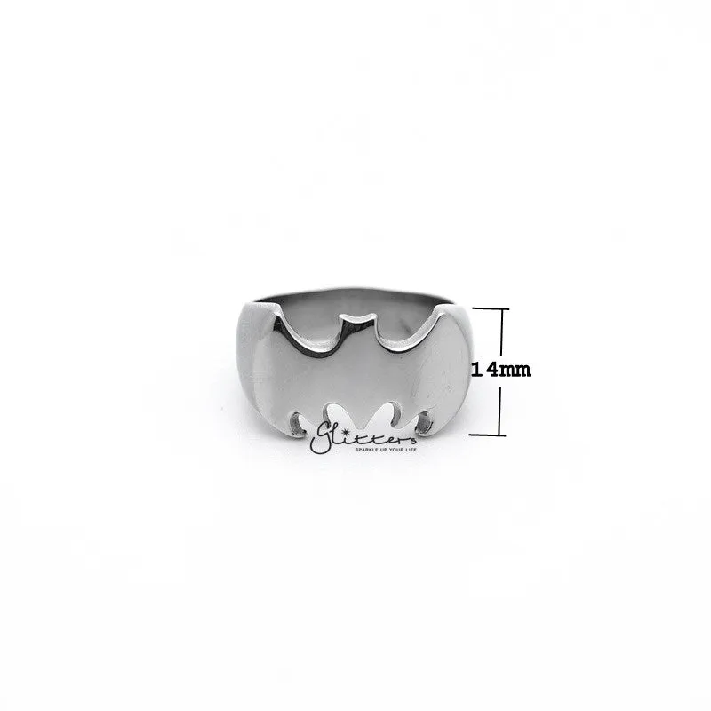 Stainless Steel Glossy Batman Casting Men's Rings - Silver