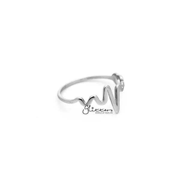 Stainless Steel Heartbeat and Heart Women's Rings