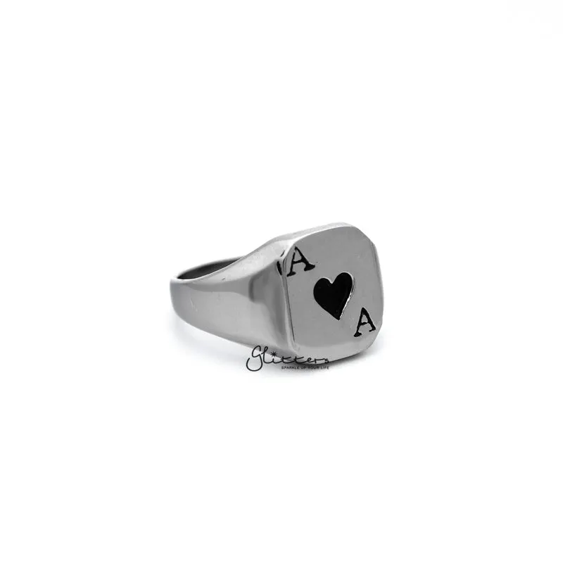 Stainless Steel Hearts Ace Casting Men's Rings