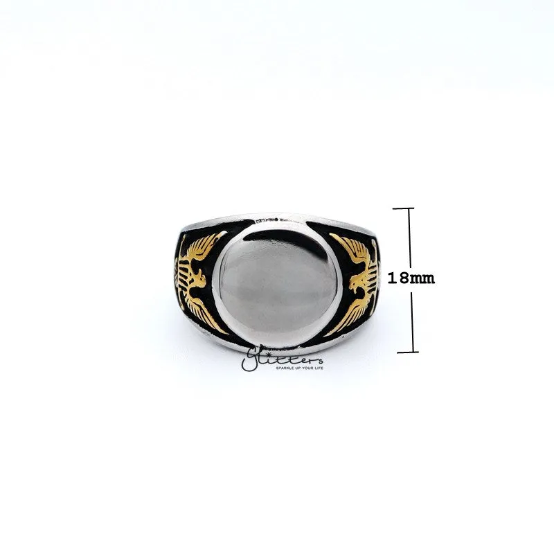 Stainless Steel Mirror Polished Round Centre Casting Men's Rings