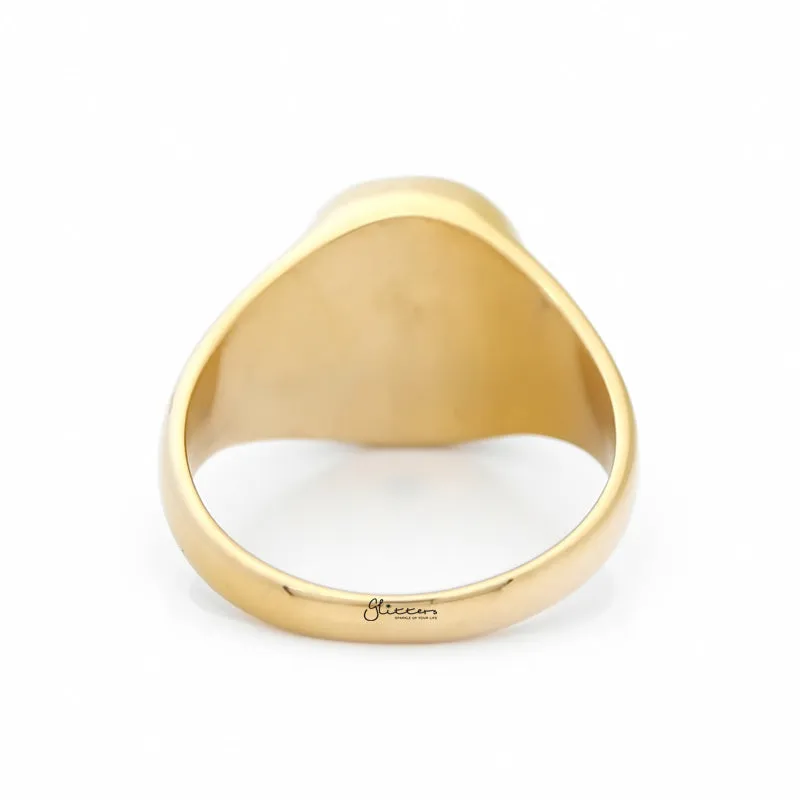 Stainless Steel Oval Signet Blank Plain Ring - Gold