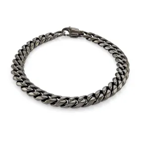 Stainless Steel Polished Gun Metal Cuban Link Bracelet