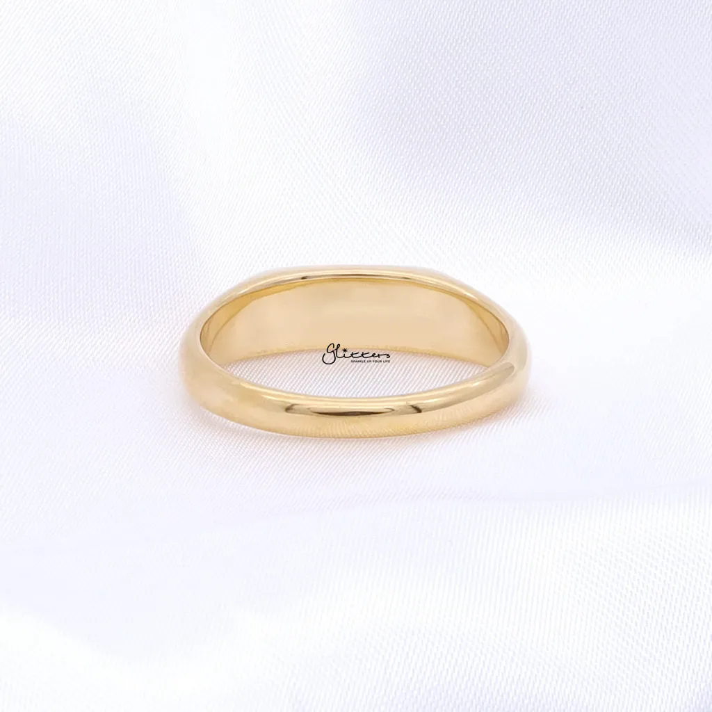 Stainless Steel Rectangle Signet Ring - Gold