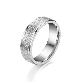 Stainless Steel Sandblasted Finish Band Ring - Silver