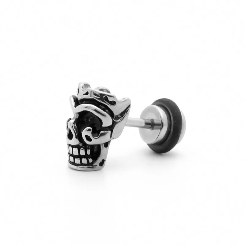 Stainless Steel Skull Fake Plug Earring