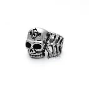 Stainless Steel Skull Head and Bones with #13 Casting Men's Rings