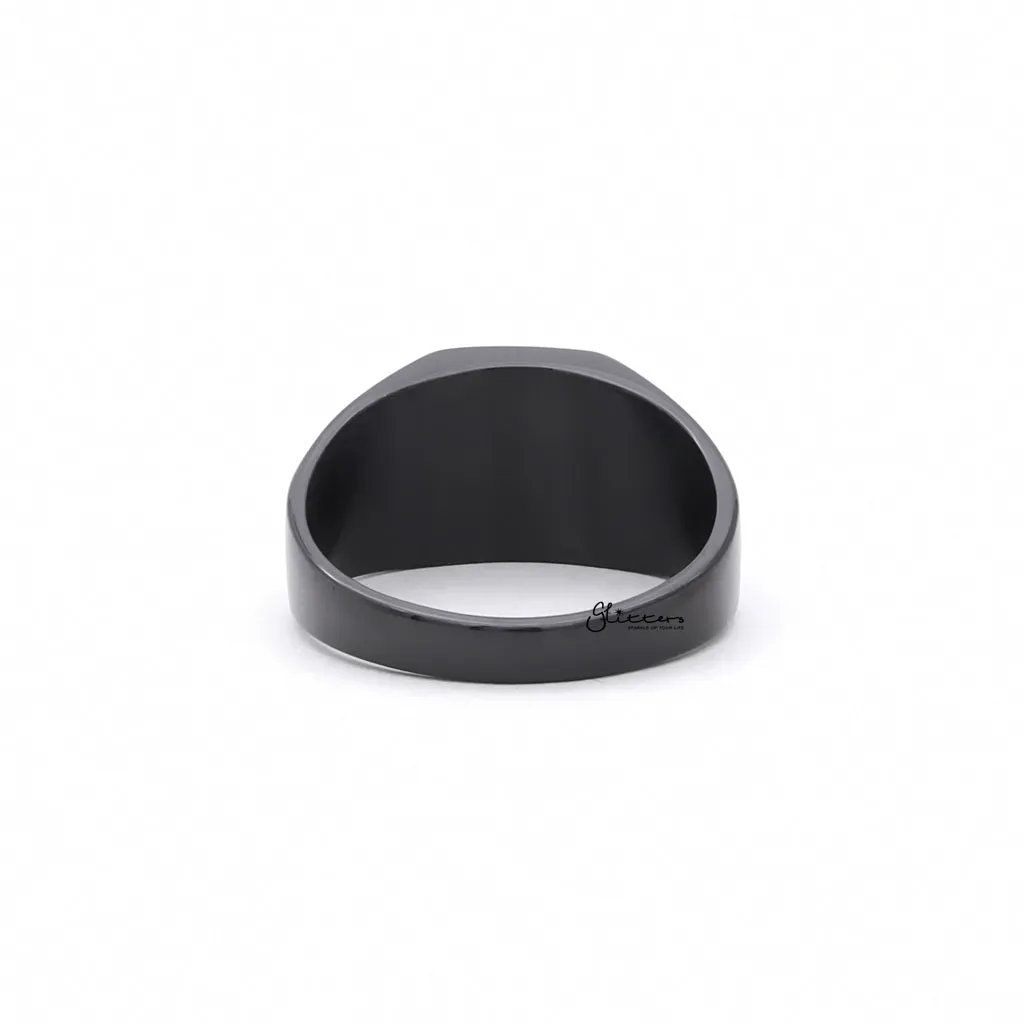 Stainless Steel Square Flat Top Signet Ring - Black