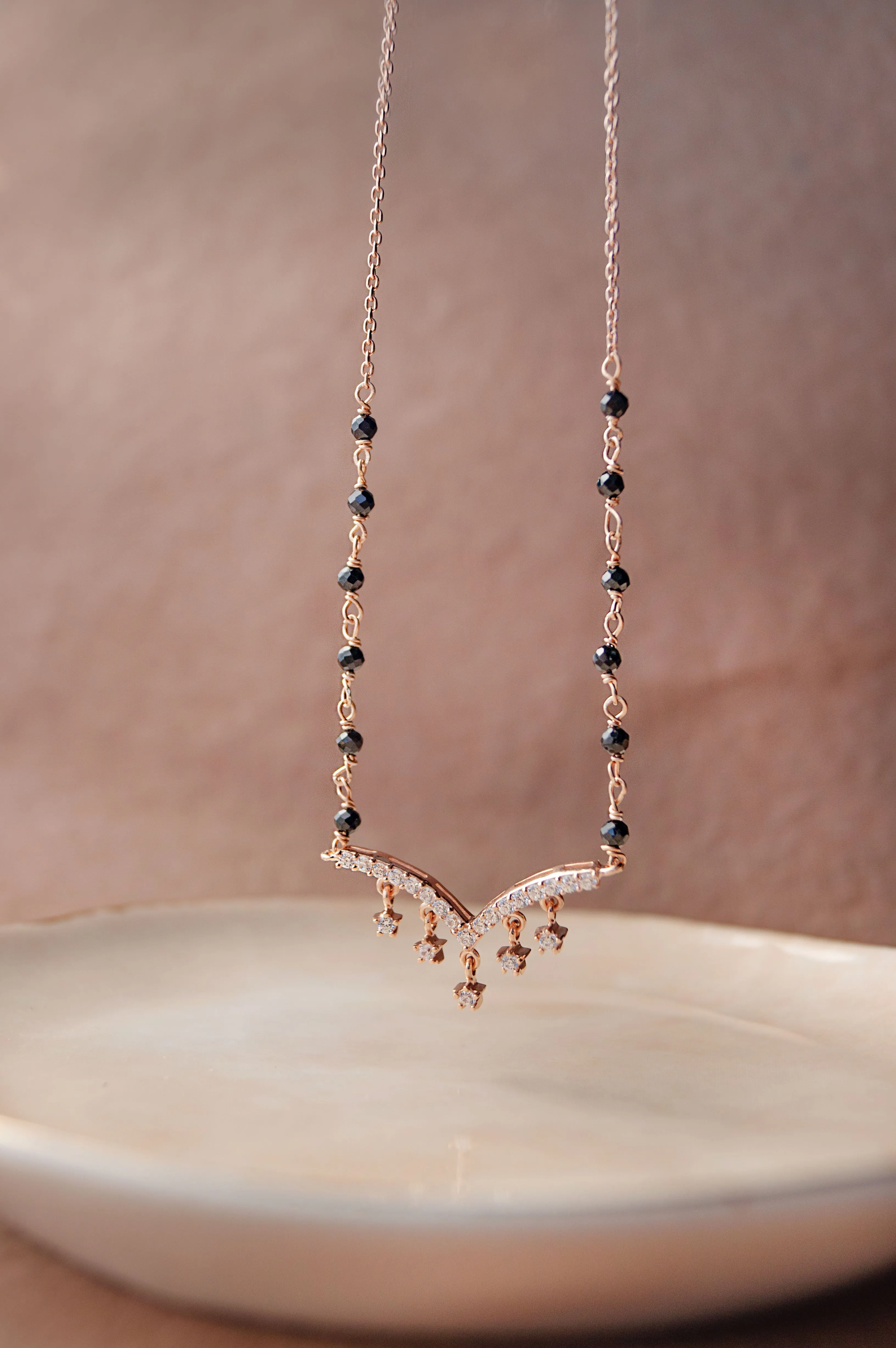 Star Charmer Rose Gold Plated Mangalsutra Chain Necklace