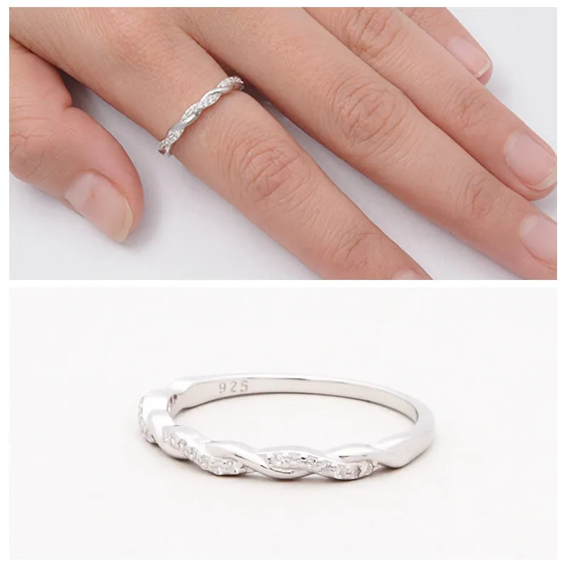 Sterling Silver CZ Twisted Eternity Ring