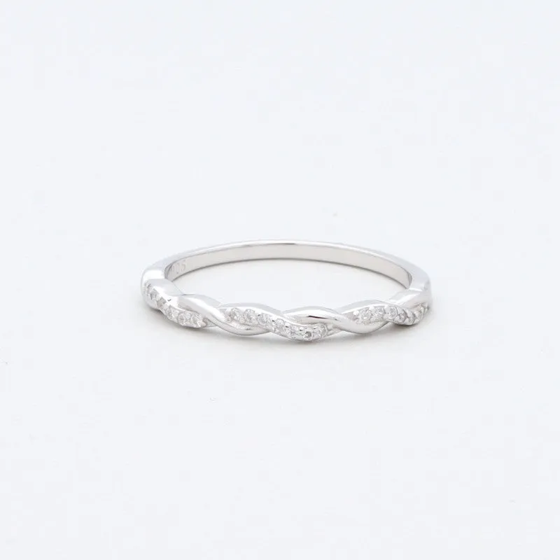 Sterling Silver CZ Twisted Eternity Ring