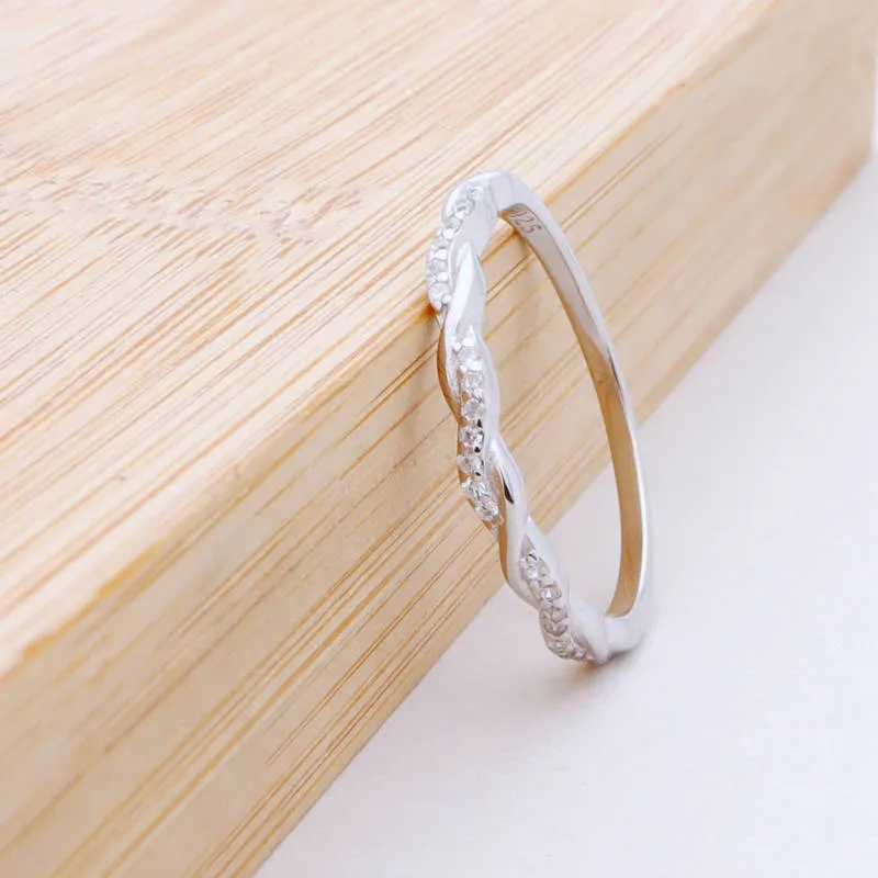 Sterling Silver CZ Twisted Eternity Ring