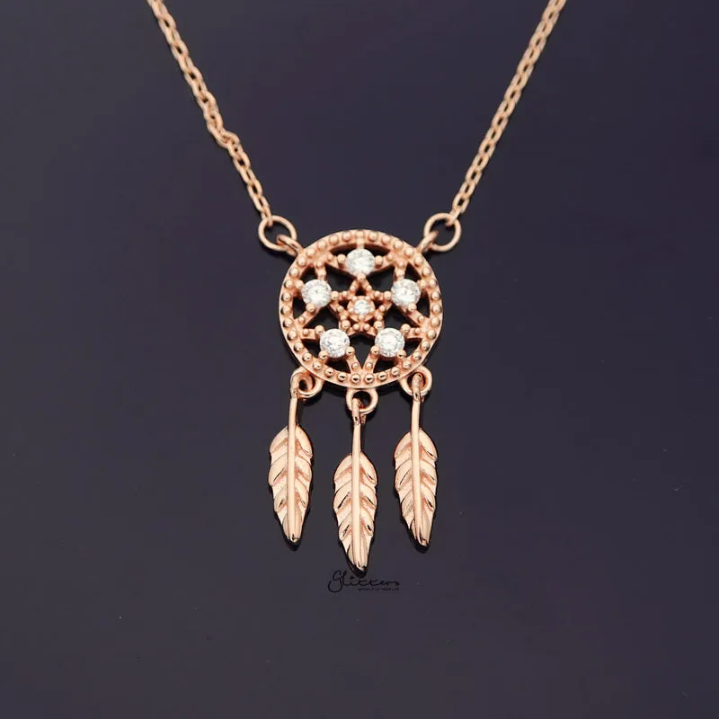 Sterling Silver Dream Catcher Necklace - Rose Gold