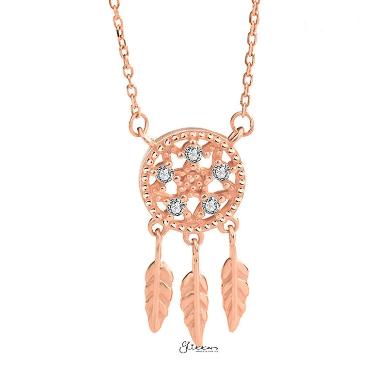 Sterling Silver Dream Catcher Necklace - Rose Gold