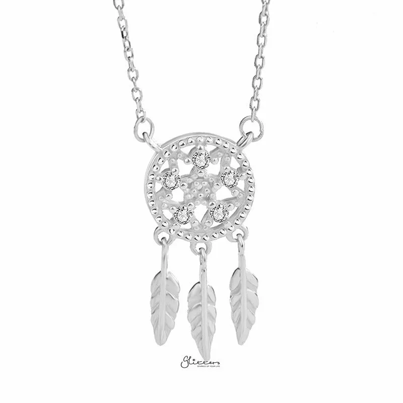 Sterling Silver Dream Catcher Necklace - Silver