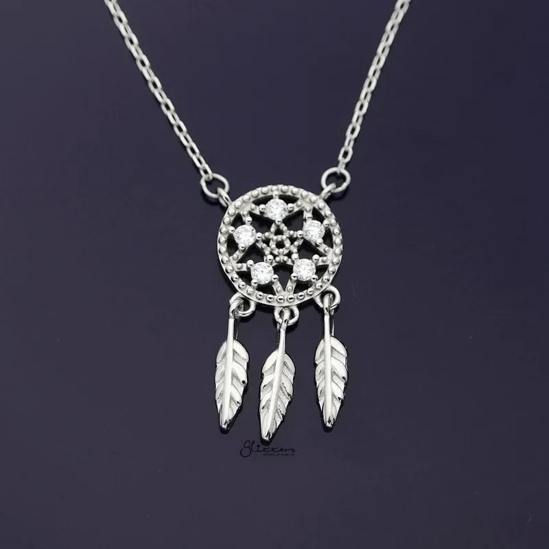 Sterling Silver Dream Catcher Necklace - Silver