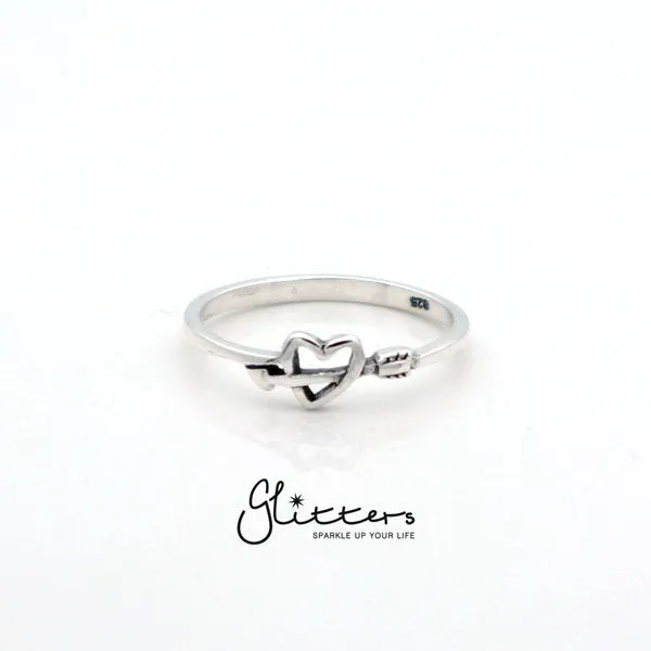 Sterling Silver Heart and Arrow Women's Rings