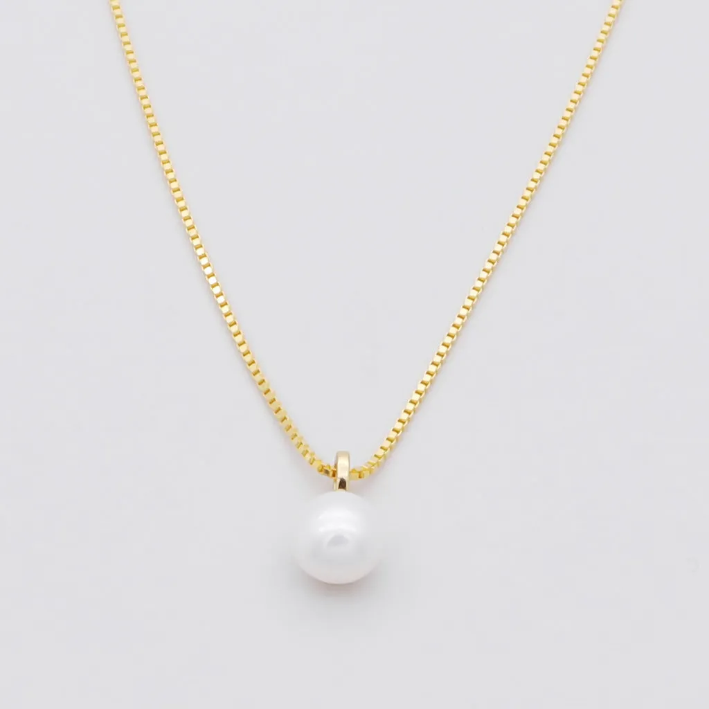 Sterling Silver Pearl Necklace - Gold