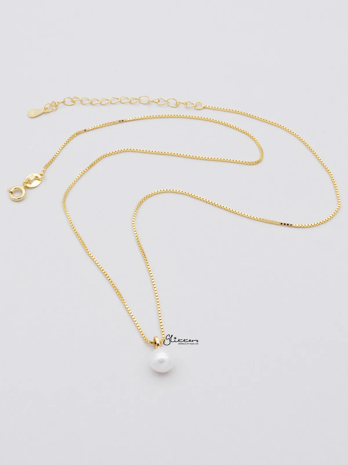 Sterling Silver Pearl Necklace - Gold