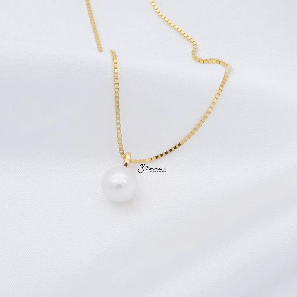 Sterling Silver Pearl Necklace - Gold