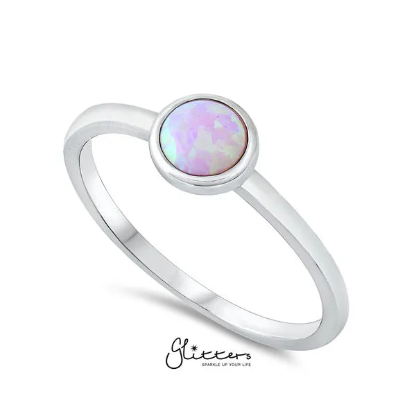 Sterling Silver Pink Circle Opal Women's Rings